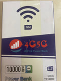 4G 5G Portable WiFi Router with SIM – 10000mAh Power Bank Mobile Hotspot Type-C
